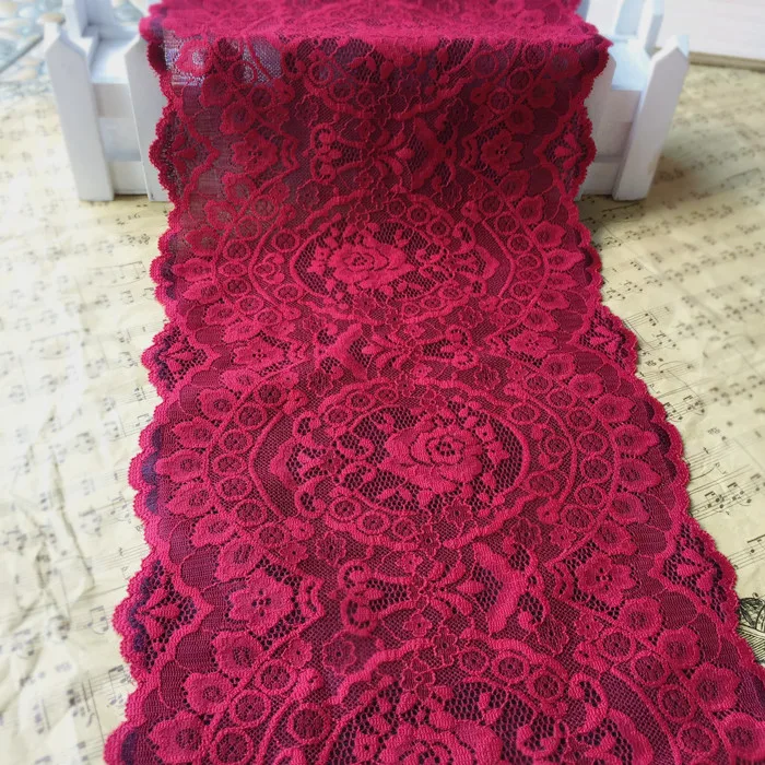 3 ярда/Лот 21 см винно-красная утолщенная эластичная кружевная отделка аксессуары