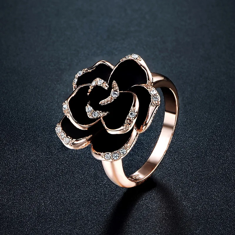 Iutopian Новое поступление элегантные ожерелье с кулоном из черной розы кубическим