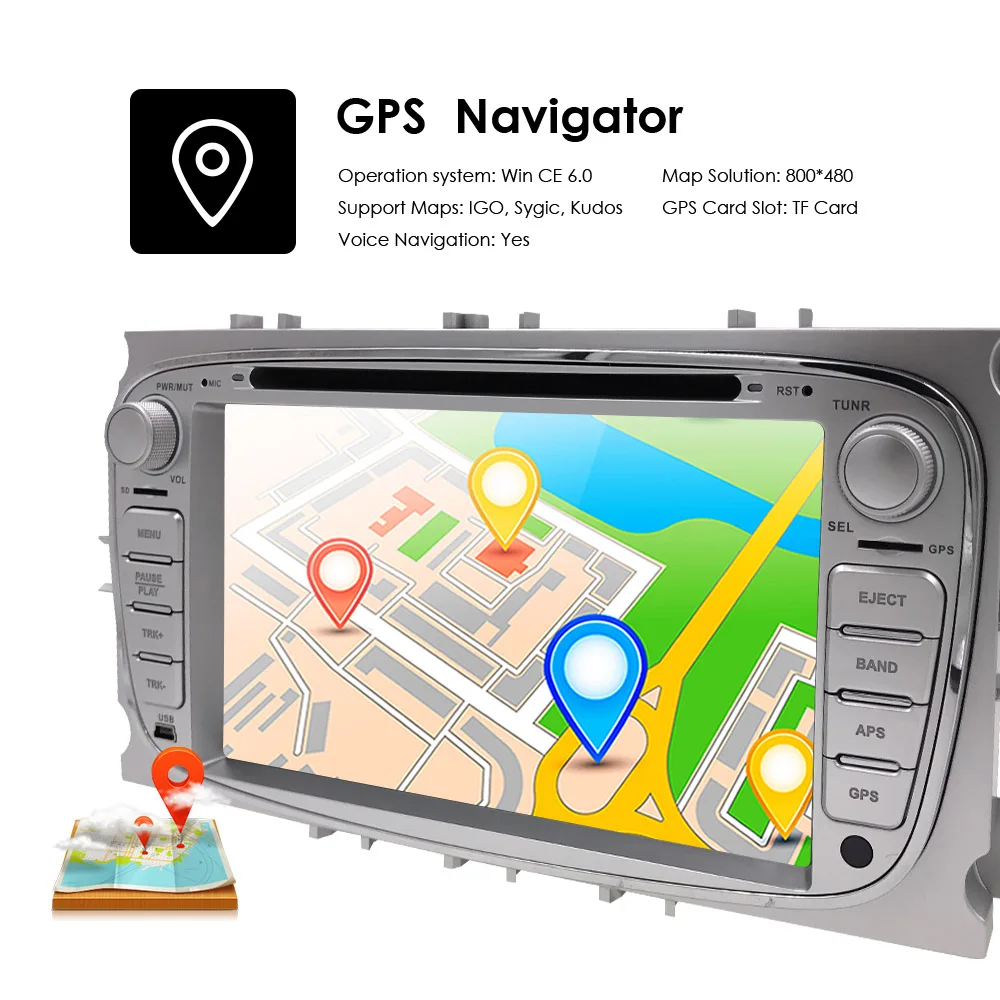 Автомобильный dvd-плеер 2 Din радио gps Navi для Ford Focus Mondeo Kuga C-MAX S-MAX Galaxy Аудио Стерео головное устройство мультимедиа 8G SD Карта BT
