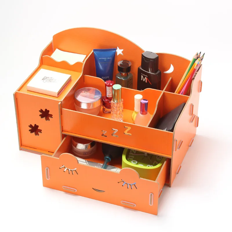 Органайзер для макияжа с 3 ящиками деревянная коробка хранения коробки салфеток