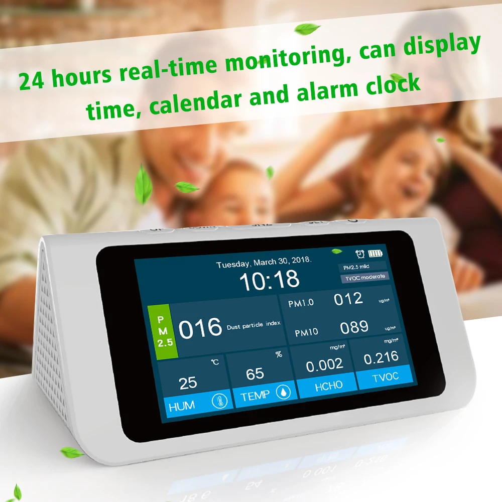 Многофункциональный Высокая точность PM2.5 PM1.0 PM10 HCHO TVOC AQI детектор термометр гигрометр анализатор качества воздуха