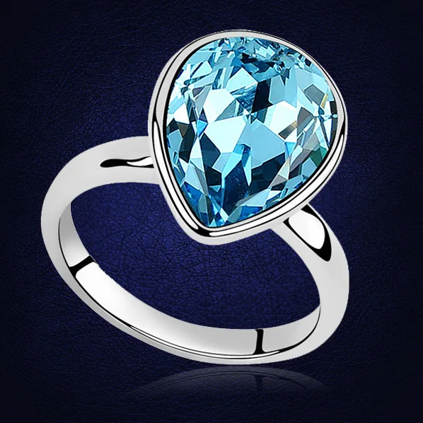 Роскошные Кристаллы от кольца Swarovski женское кольцо бижутерия новый белого золота