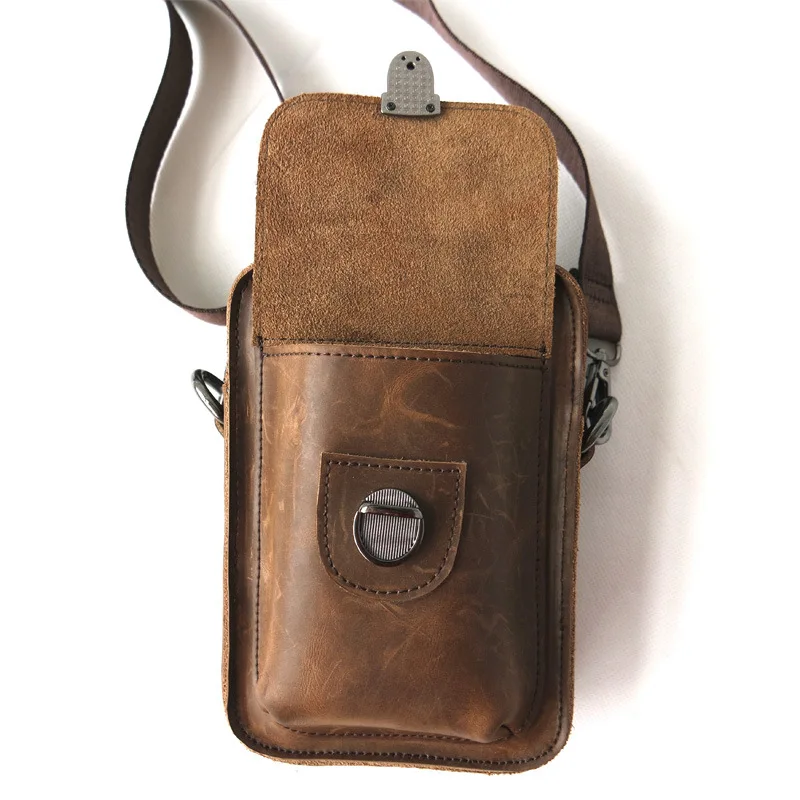 Jisoncase New Arrivals Genuine Leather Vintage Men's Shoulder Messenger Bag Fashion Men Bags Zipper Style Small Size | Багаж и сумки