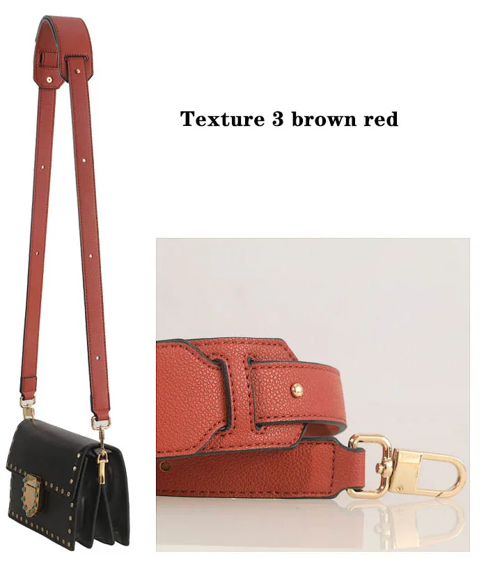 BAMADER High Quality Genuine Leather Bag Strap Ladies Wide Shoulder Strap 81CM-118CM Adjustable Fashion Women's Bag Accessories - Цвет: Texture 3 brown red