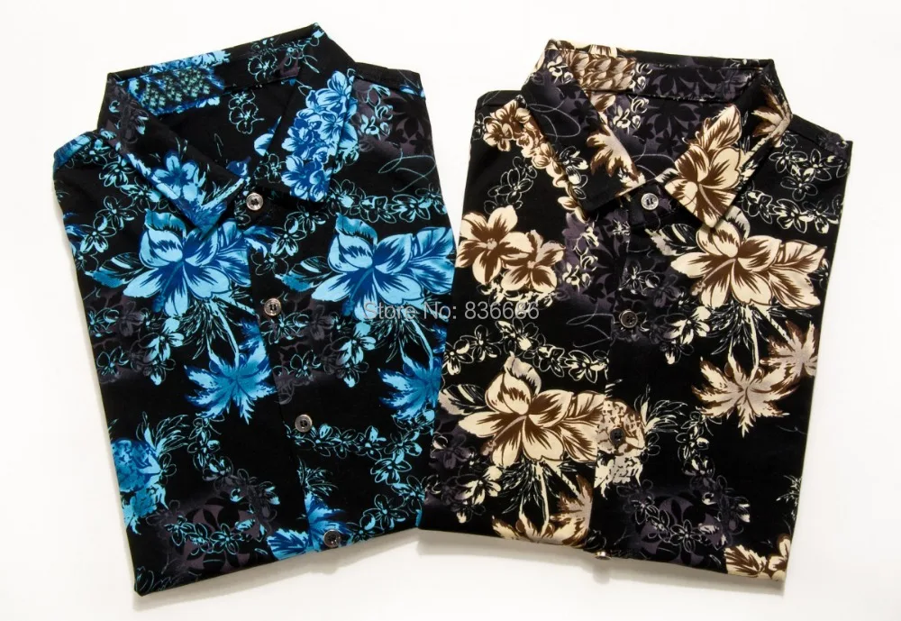 Гавайская Хлопковая мужская рубашка с коротким рукавом и цветочным принтом|hawaiian