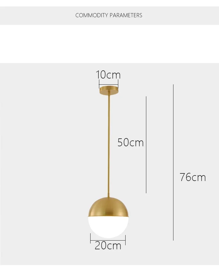 20cm Rod pendant LukLoy латунный шар подвесной светильник медная подвеска у кровати лампа стеклянный шар Столовая Подвеска Лофт лампа кухня Остров лампа - Цвет корпуса: 20cm Rod pendant