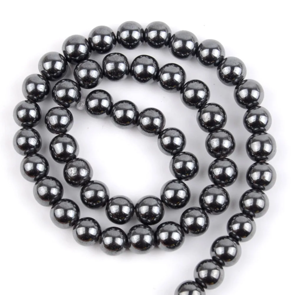 Smoth Black Hematite Бусины из натурального камня Круглые микс тусклые полированные Агаты бусины из яшмы свободные бусины для изготовления ювелирных изделий 4-10 мм Diy браслет 15" - Цвет: Smoth Black Hematite