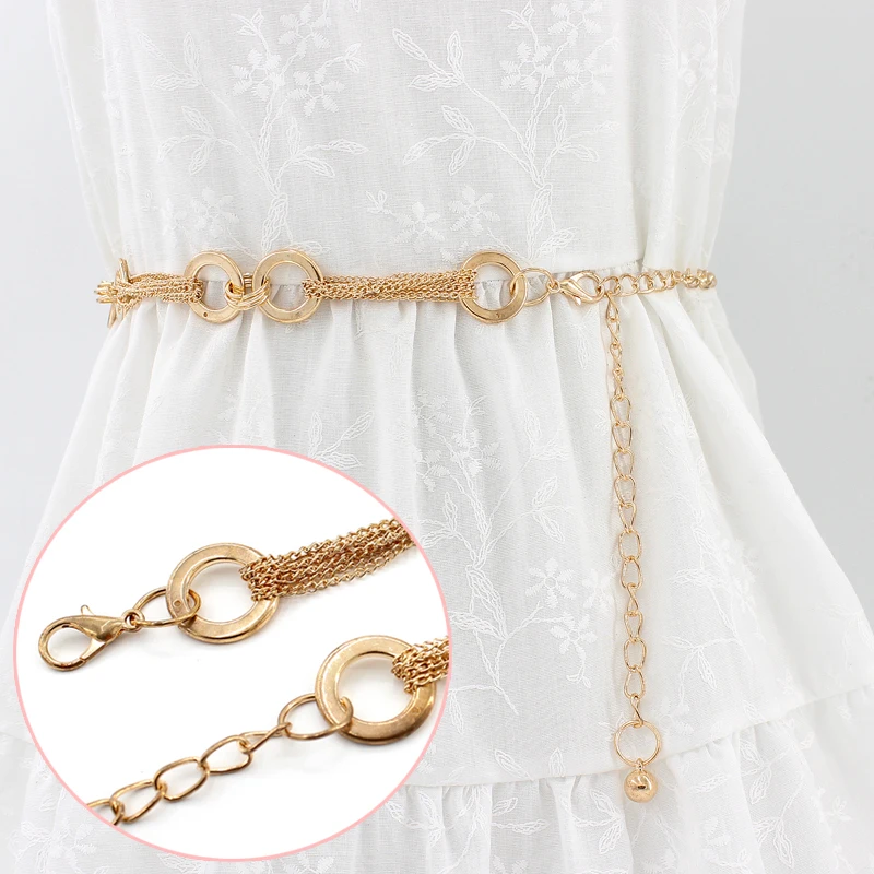 Ремень Эластичный Женский Элегантный дизайнерский пояс из металла с цепочкой