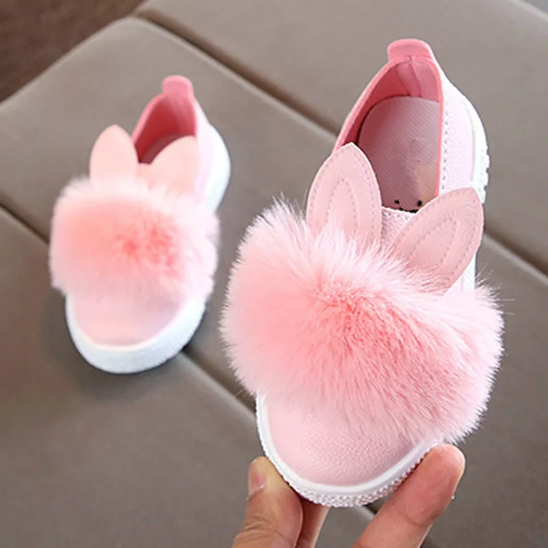 Милая одежда для малышей девочек с заячьими ушками и помпоном тонкие туфли