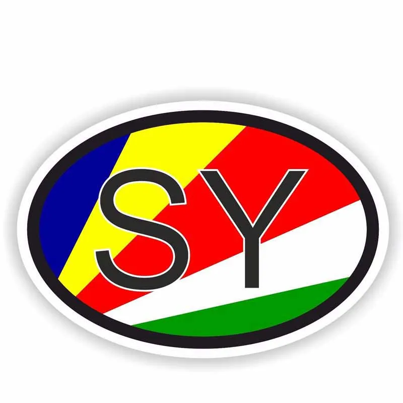 

YJZT 13CM*8.6CM Personality SEYCHELLES Country Code Car Sticker Oval Reflective Decal 6-0491