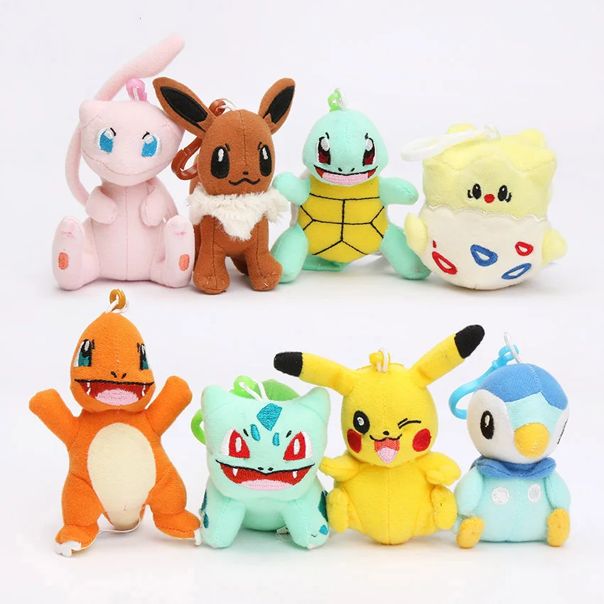 Карманная кукла Бульбазавр, чармандер Piplup Squirtle Eevee Mew Мягкие животные маленькие подвесные игрушки