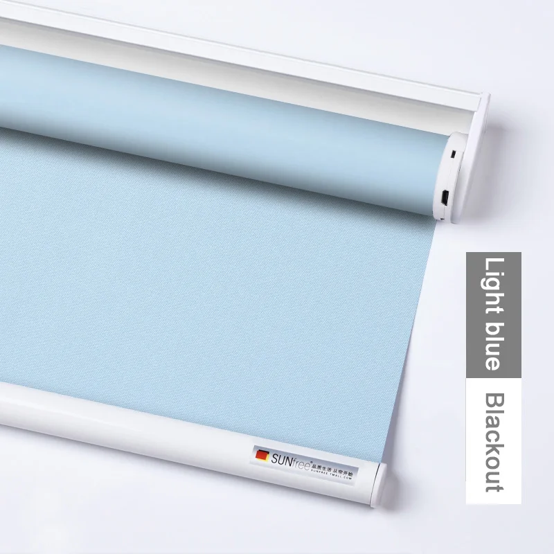 Blackout-Sky blue Sunfree Высокое качество моторизованные жалюзи перезаряжаемый Мотор Электрический роликовый тент моторизованные рулонные жалюзи включают пульт дистанционного управления - Цвет: Blackout-Sky blue