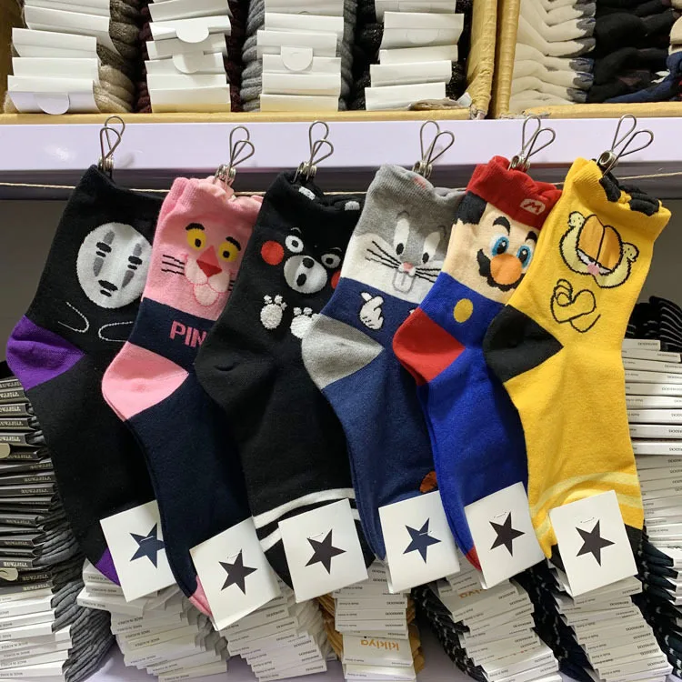 Корейские милые носки хлопковые с забавным рисунком высокого качества женские