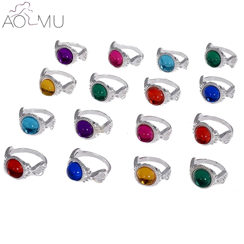 AOMU 10 шт цветные бусины из акриловой смолы, кольца для детей, детские праздничные ювелирные аксессуары, подарок на день рождения, размер 13-15 мм, 15-16 мм