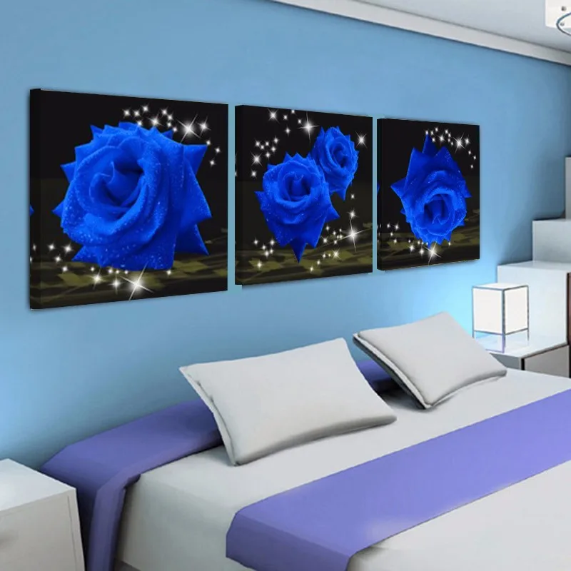 Настенные модульные картины украшение для гостиной 3 панели цветы розы искусство