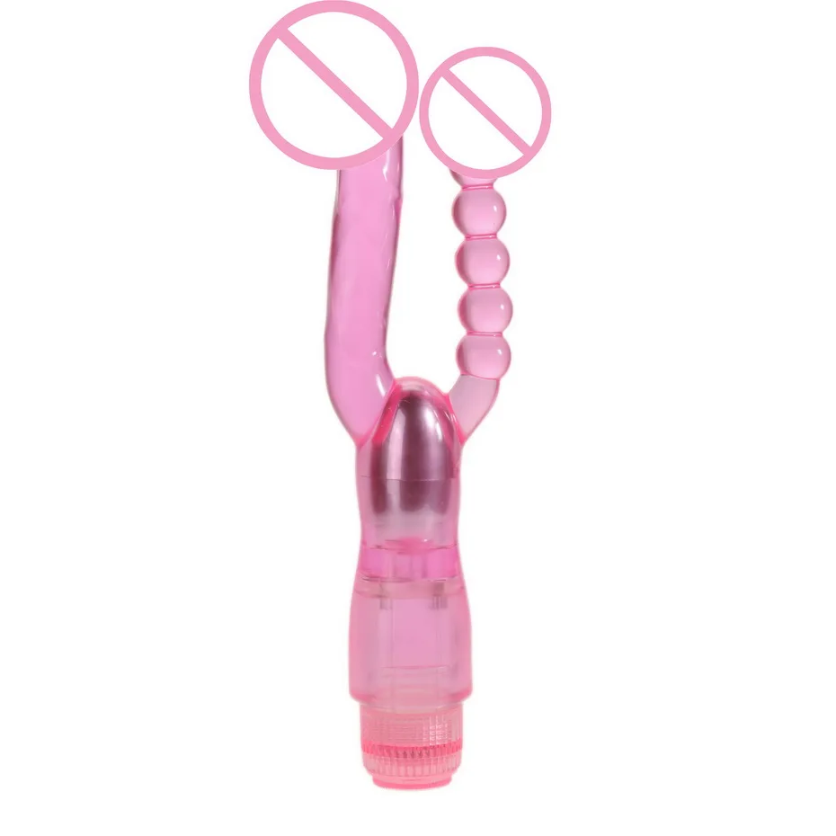 Фиолетовый/розовый двойной пенетратор Анальный вибратор фаллоимитатор и