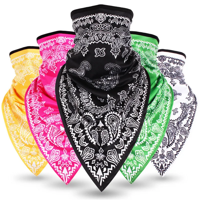 

2021 Fashion Hip Hop Design Cashew Flower Triangle Magic Scarf Bandana Street Skateboard Face Mask Neck Scarf Bicycle Scarf Mask