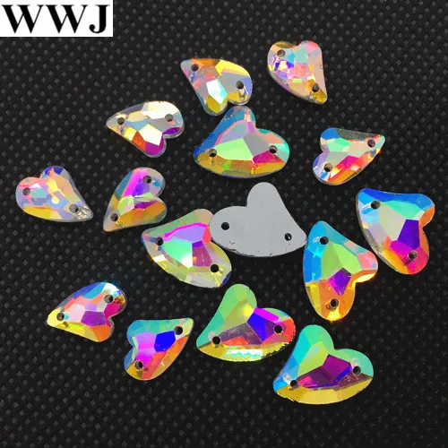 

Flatback Heart Sew On Stones Crystal AB Color 2holes 9x14mm 13x17mm Sewing Glass Crystal Beads