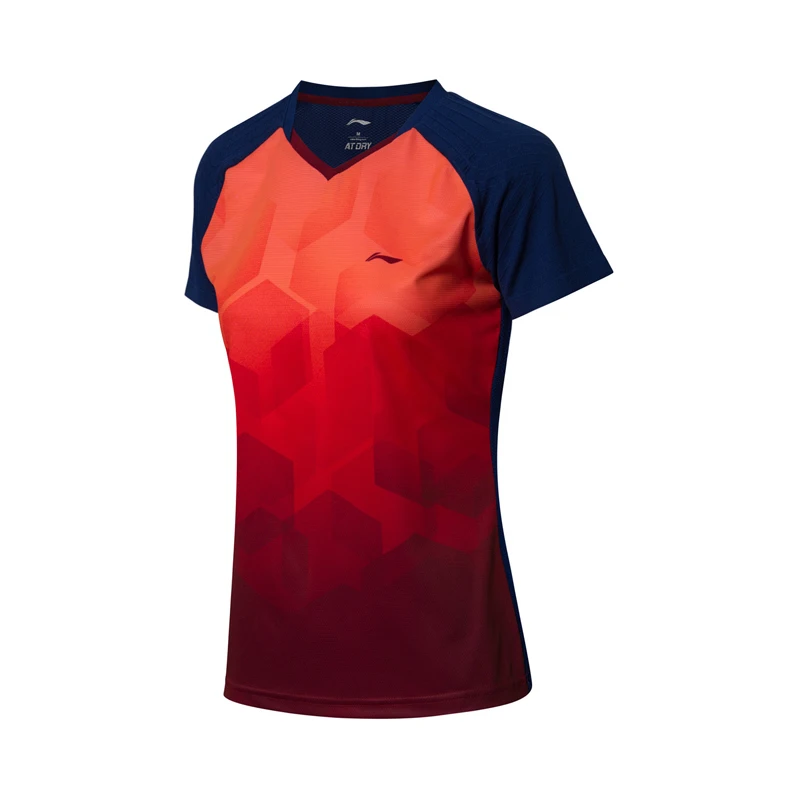 Li-Ning Женская футболка для бадминтона, дышащая, сухая, бесшовные комфортные, с подкладкой, для соревнований, спортивные футболки, топы, футболка AAYN078 WTS1435 - Цвет: AAYN078-3H