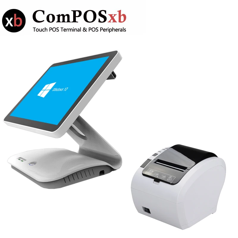 Intel Celeron Proces 15.6 inch TFT LCD cash register pos system 64GSSD 4G RAM with VFD customer display 80 printer all in one pc |