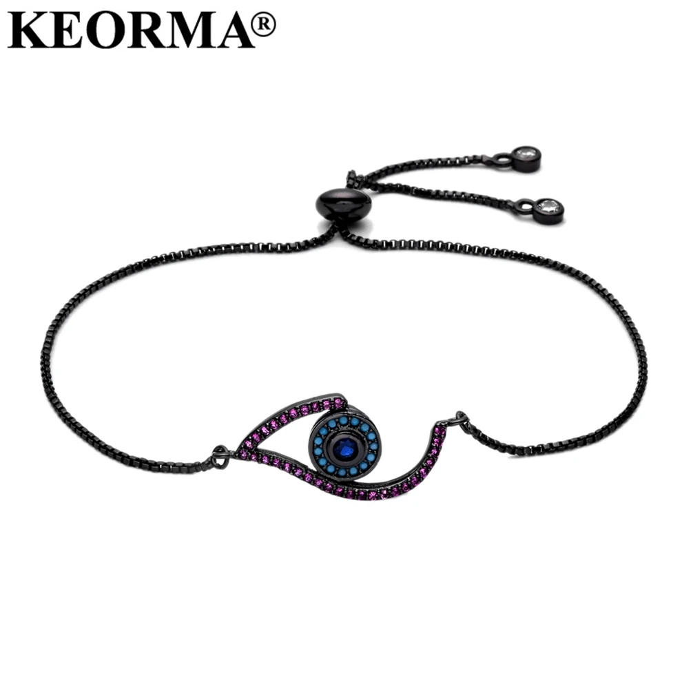 KEORMA 4 типа винтажные браслеты с циркониевым глазом для женщин и мужчин золотой