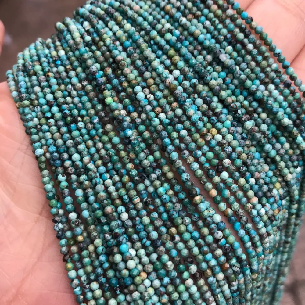 

2mm 3mm 4mm Faceted Natural Hubei Turquoises Stone Beads Round Loose Cutting Angle Stone Beads For DIY Jewelry Making