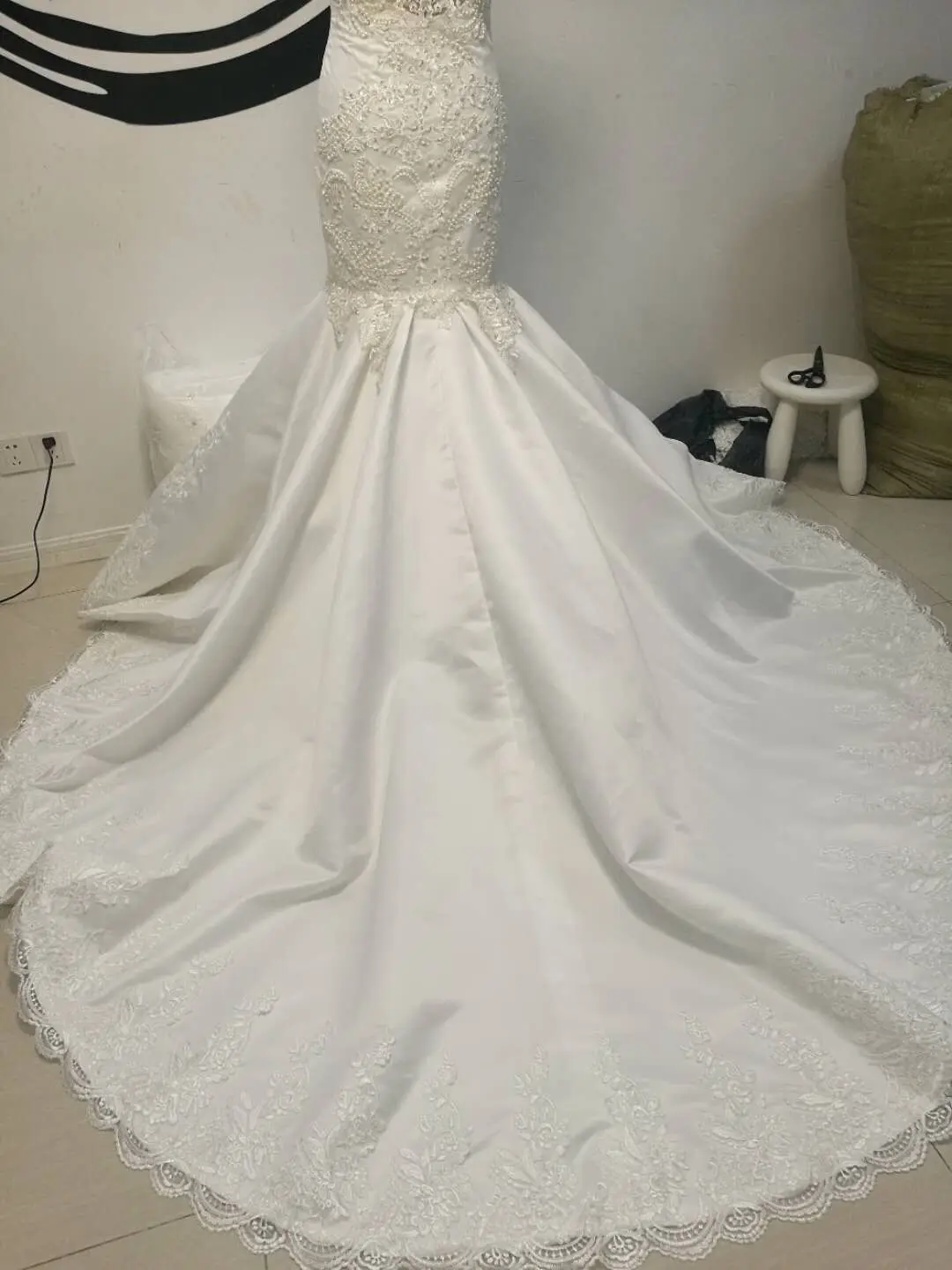 Свадебное платье vestido de noiva, сексуальное прозрачное платье Русалочки с открытой спиной, бисером, кружевное атласное платье с v-образным вырезом, цвета слоновой кости, белое, настоящее свадебное платье 20190705