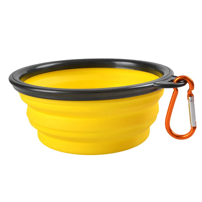 Yellow Pawstrip 1 шт. Складная Силиконовая миска для собак на открытом воздухе для пеших прогулок и путешествий миска для воды еды 6 цветов - Цвет: Yellow
