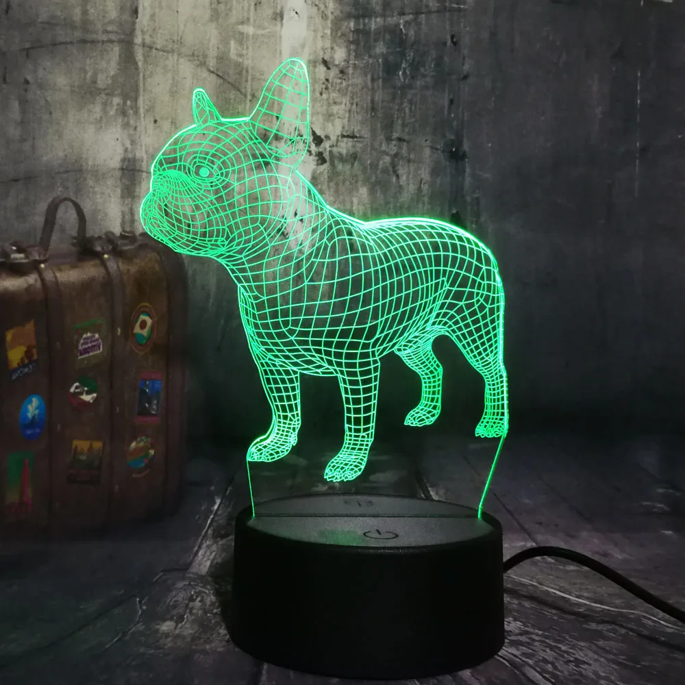 Светодиодная настольная 3d лампа amрой французский бульдог милый щенок RGB ночник USB