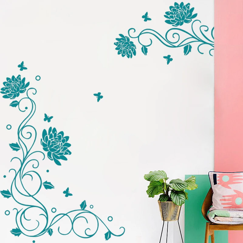 Calssic виниловые наклейки на стену бабочка цветок Наклейка ТВ диван красивое