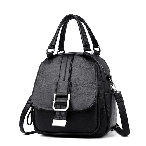 Женский рюкзак mochila feminina, повседневный многофункциональный женский кожаный рюкзак, женская сумка на плечо, сумка для путешествий - Цвет: Black