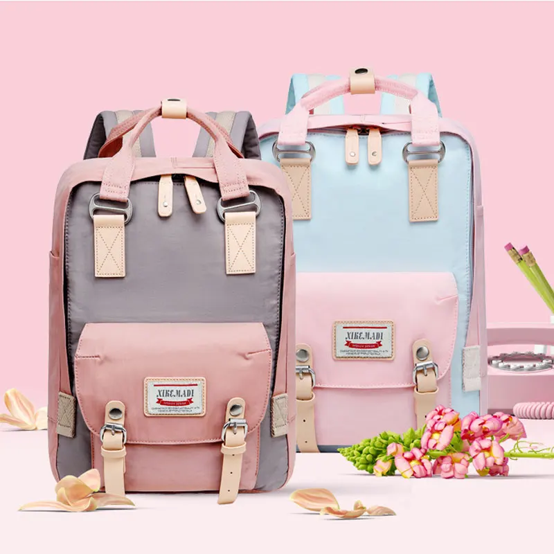 Женский розовый Рюкзак Kawaii симпатичная школьная сумка для младшей и старшей