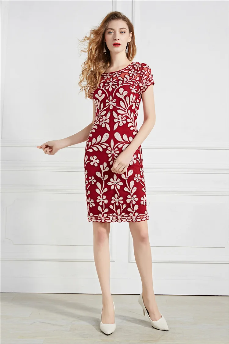 Vestidos De Fiesta, весенне-летние вечерние платья для особых случаев, женское платье с круглым вырезом, изысканная вышивка, облегающее платье