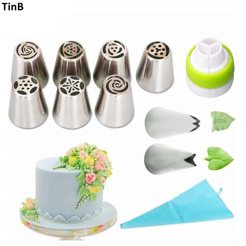 11pcs/set Russian Tulip Stainless Steel Piping Icing Nozzle for Cream Pastry Accessories Cake Cream Decoration Baking Tools Tips