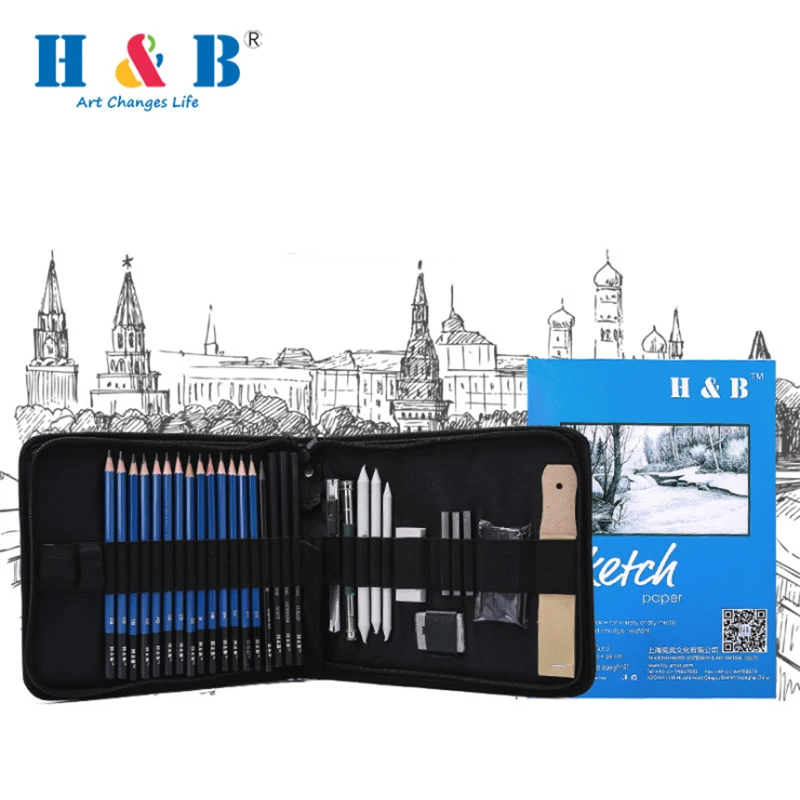 

Набор карандашей для рисования H & B35pcs, набор профессиональных художественных принадлежностей, канцелярские принадлежности и принадлежнос...