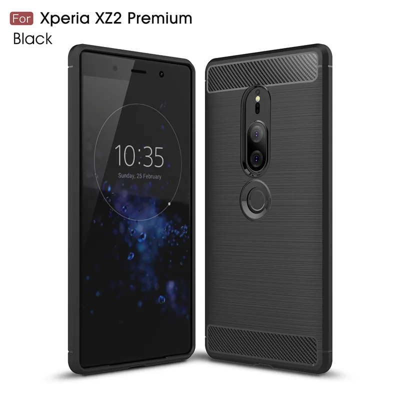 Для Sony XZ2 премиум класса Роскошный Матовый углеродное волокно мягкий ТПУ тяжелый