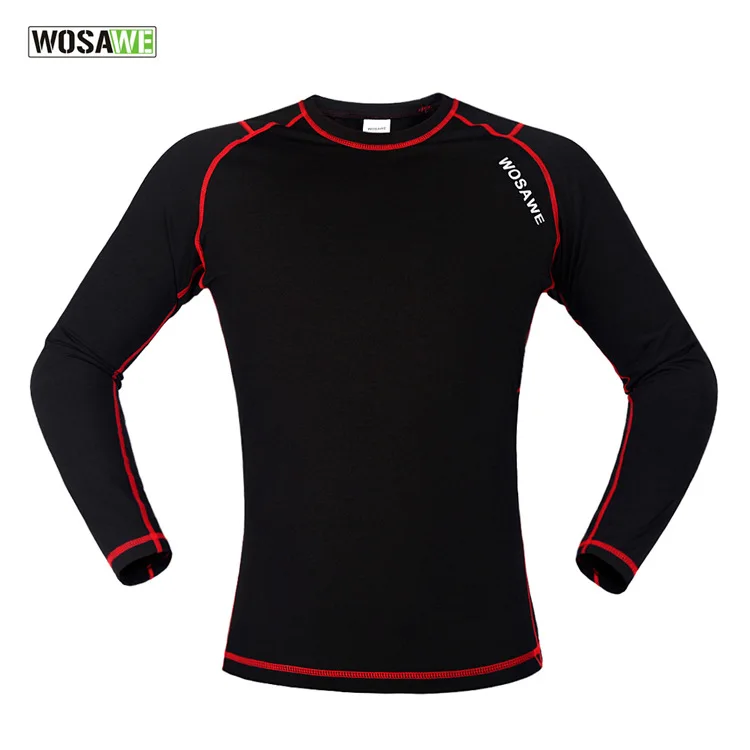 Мужской компрессионный Топ WOSAWE облегающий топ из флиса с длинным рукавом|skin