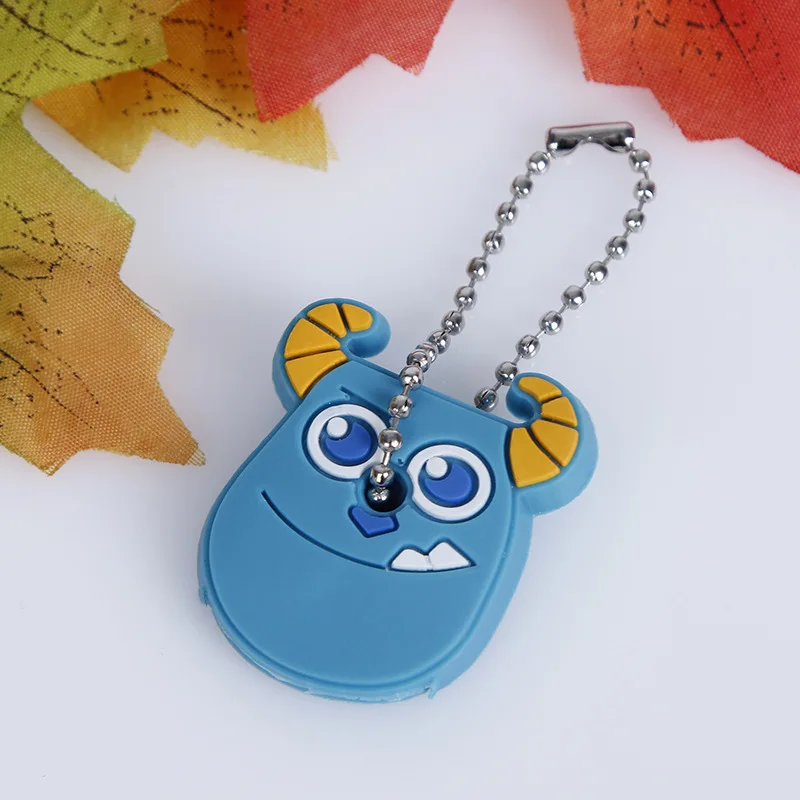Blue Monster 4 шт Kawaii 4 см ключ бумажник резиновый ключ держатель кошелька чехол для ключей пальто - Цвет: Blue Monster