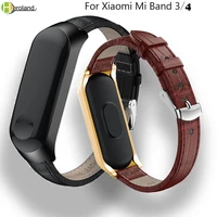 leather strap for xiaomi mi band 3 smart band wristband strap accessories for xiaomi mi band 4 bracelet sportmetal case cover