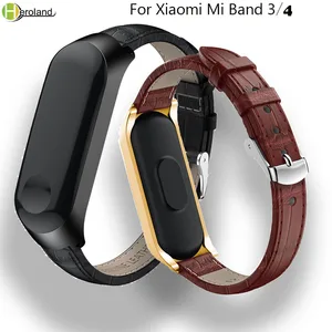 Ремешок для фитнес-браслета Xiaomi Mi Band 3, кожаный, металлический
