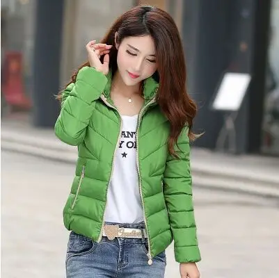 Женская зимняя короткая хлопковая одежда с капюшоном стеганое пальто тонким