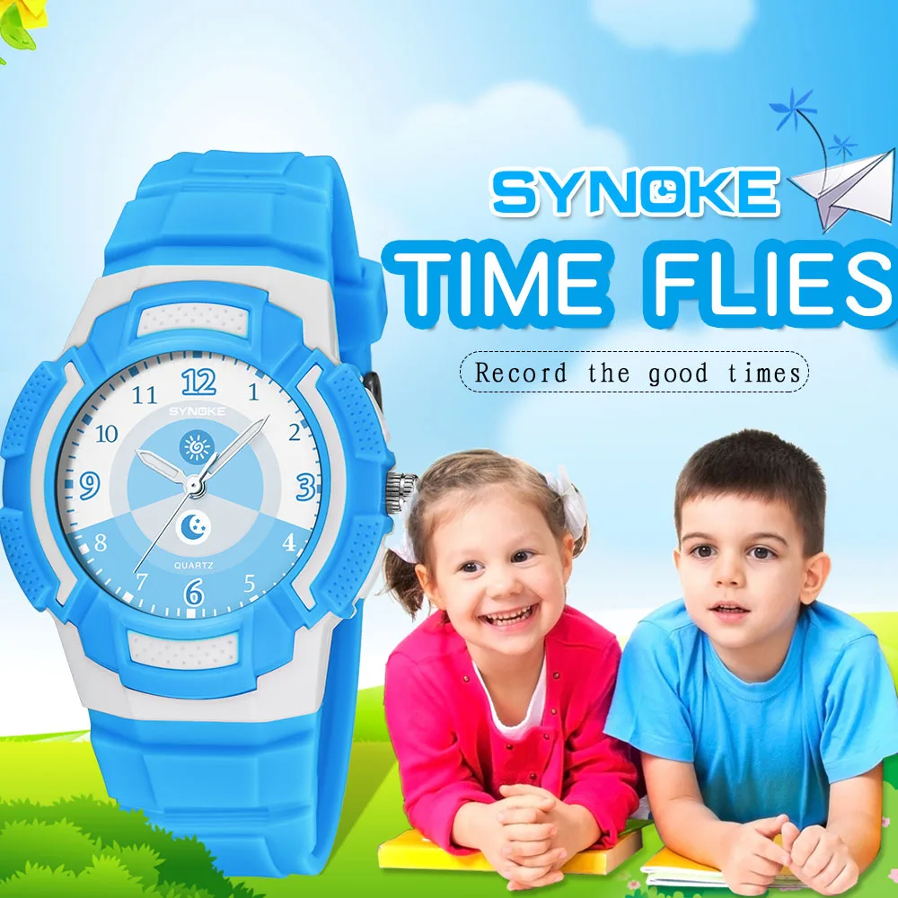 SYNOKE Модные Повседневные детские часы 50 м водонепроницаемые кварцевые наручные