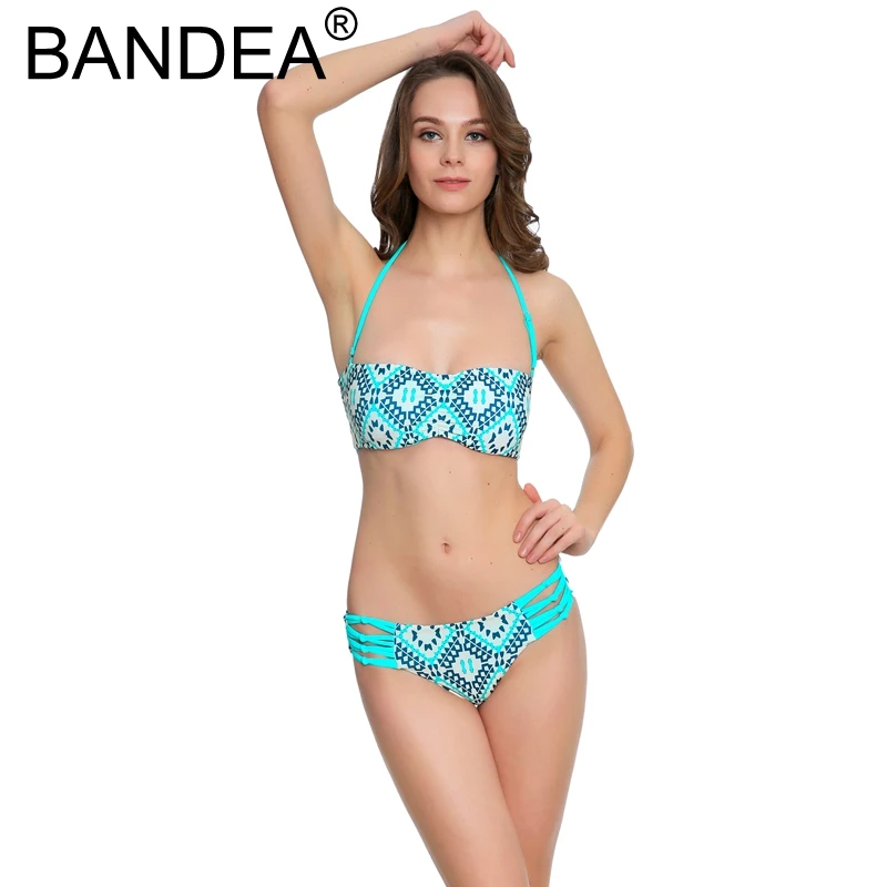 BANDEA 2017 Bikini New Swimwear For Women Push Up Summer Biquinis Sexy Mini Thong Print Low Waist Bikinis |