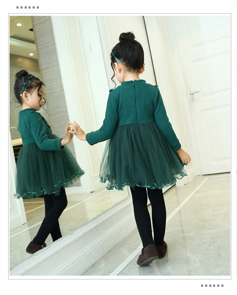 Плотное теплое платье для девочек одежда малышей зимние семейные детские платья