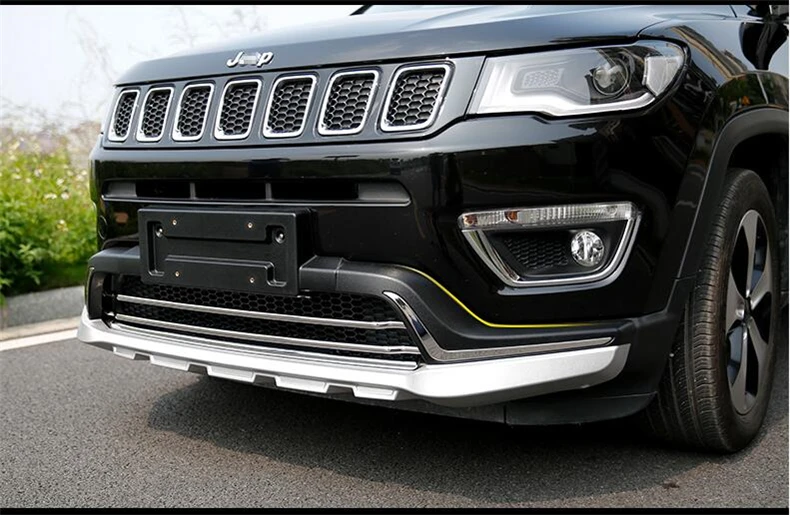 Jioyng Fit для Jeep Compass- Передний+ задний бампер диффузор бамперы защита для губ противоскользящая пластина ABS 2 шт