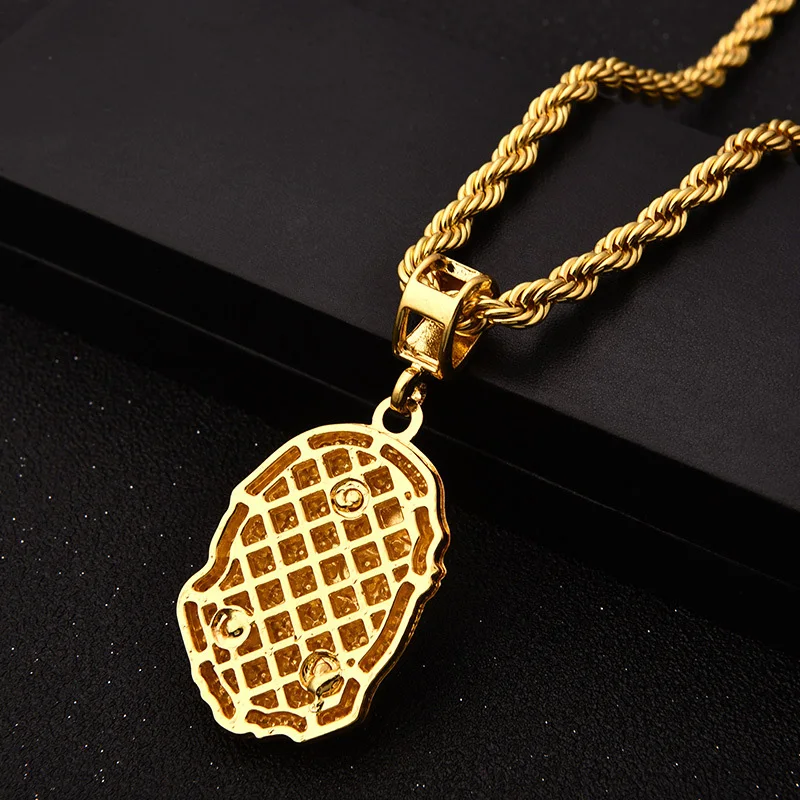 Fashonable Популярные Логотип bling Сплав ape глава кулон в стиле хип хоп цепочки и ожерелья плотный алмаз Подлинная