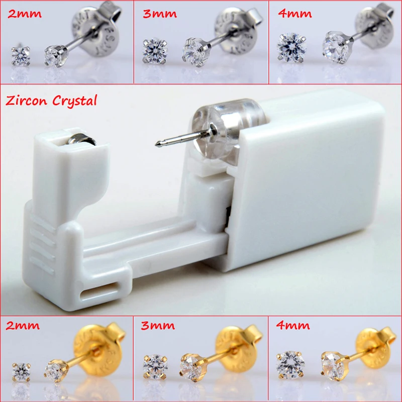 2 шт безопасный не причиняя боли стерильные пирсинг серьги гвоздики пистолет