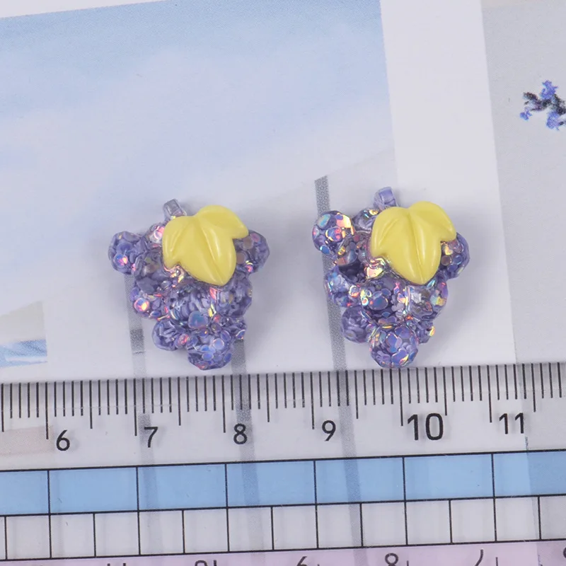 grape 10 pieces 10 шт., мини-кулоны для еды, слизи, конфета из смолы, сахарные бусины, слизи, бусина для изготовления, принадлежности с мешочком на шнурке для DIY, альбом для вырезок для рукоделия - Цвет: grape 10 pieces