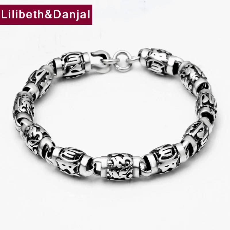 

Men Women Bracelet 100% Real 925 sterling silver Buddhist Heart Sutra Charm Chain Bracelet Bangle Gift Vintage Jewelry 2021 FB7
