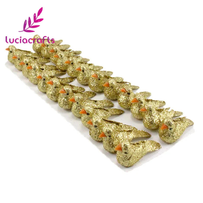 Lucia crafts, 12 шт./лот, 2*4 см, смешанные цвета, пена, искусственные хроматические птицы, свадьба, Рождественская елка, сделай сам, украшение H0454